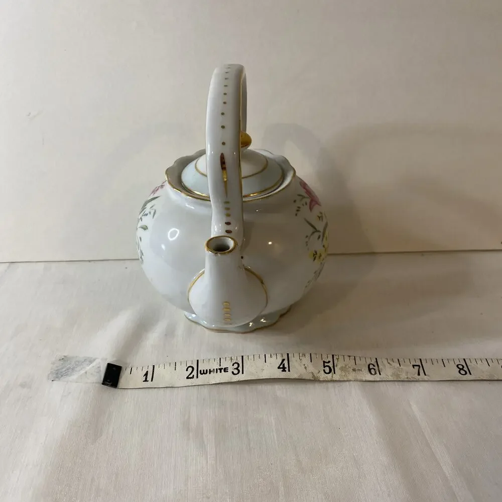 Vintage Nantucket Gold & Flower Teapot - w/ Lid 7